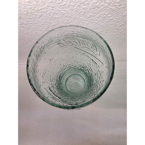 Collectible Vintage 1990 COCA COLA drinking glass pebble hammered textured green - Picture 3 of 6